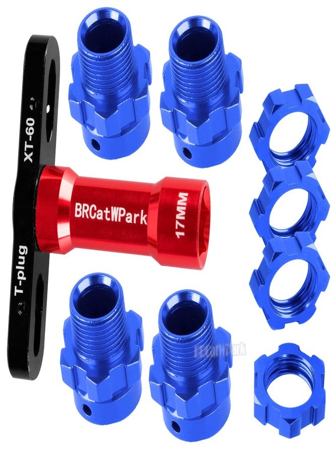 مجموعة ترقيات محرك محور العجلة BRCatWPark RC مقاس 17 مم سداسي، ممتدة 6 مم، لسيارات E-Maxx/T-Maxx/E-Revo/Revo/Summit بمقياس 1/10، تتضمن 4 قطع من محولات محور العجلة السداسية المصنوعة من الألومنيوم مع صواميل ومفتاح ربط، بديل للجزء رقم 6469 5854، لون أزرق داكن - Image 5